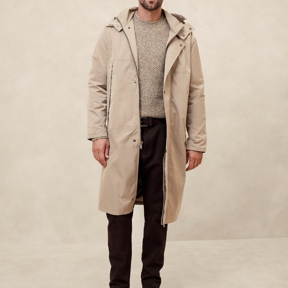 Banana Republic Factory Oversized Water Resistant Taupe Modern Anorak